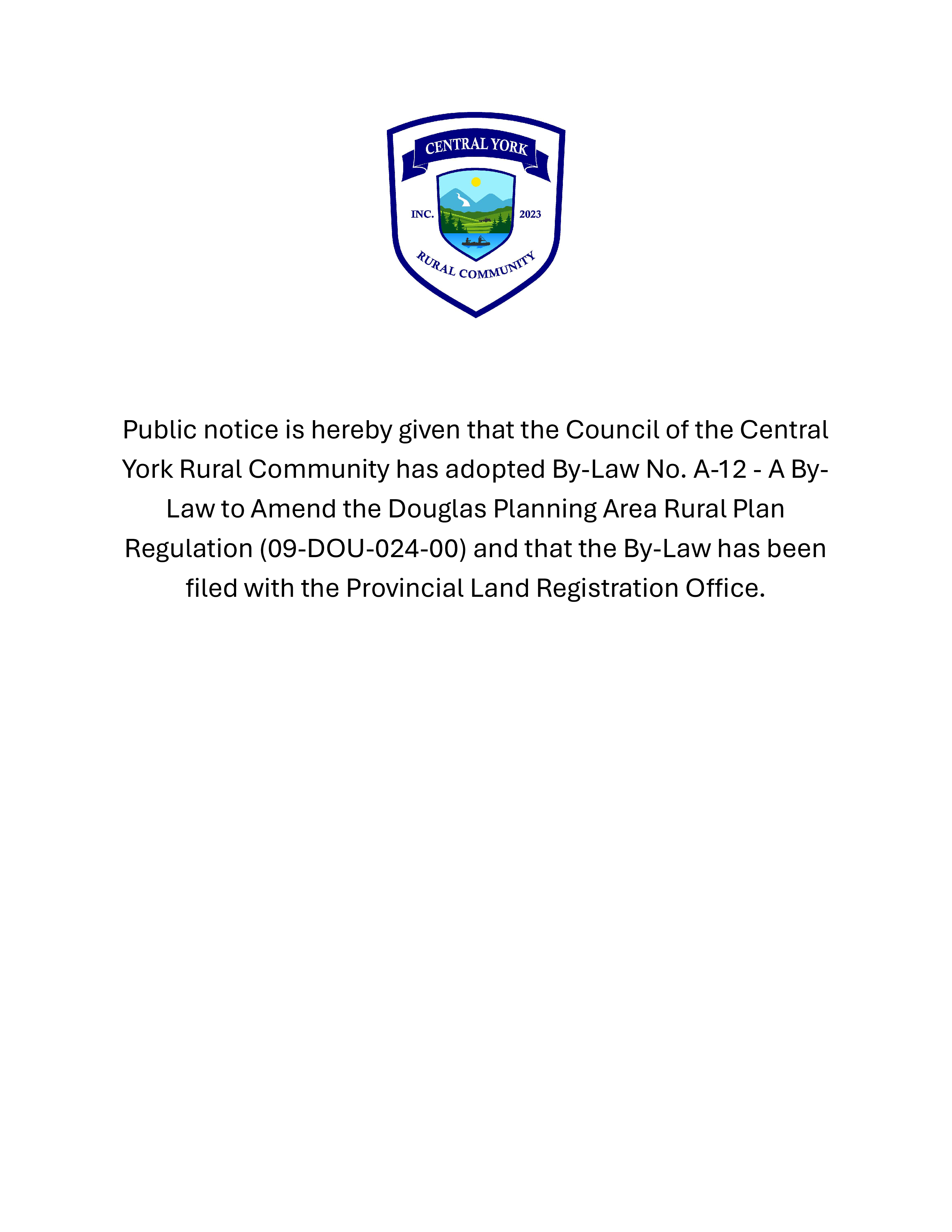 By-Law to Amend the Douglas Planning Area Rural Plan Regulation